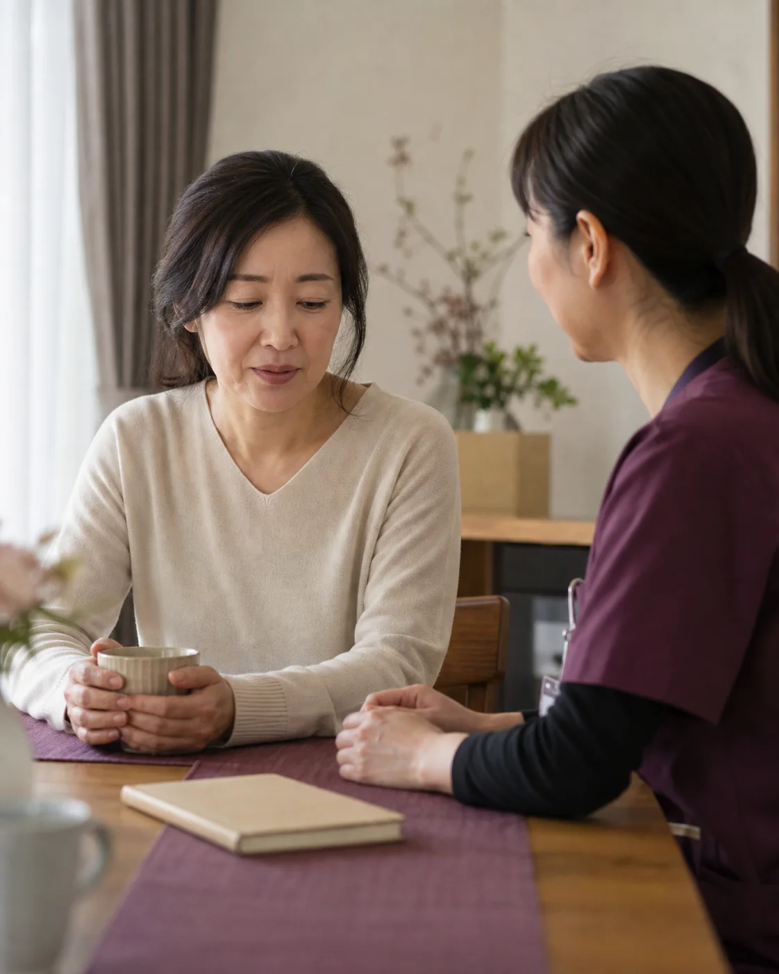 保護者が訪問看護師へ相談するイメージ